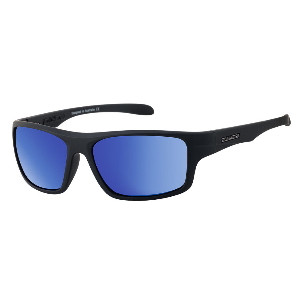 SONIC - Satin Black with Polarized Blue Mirror Lens