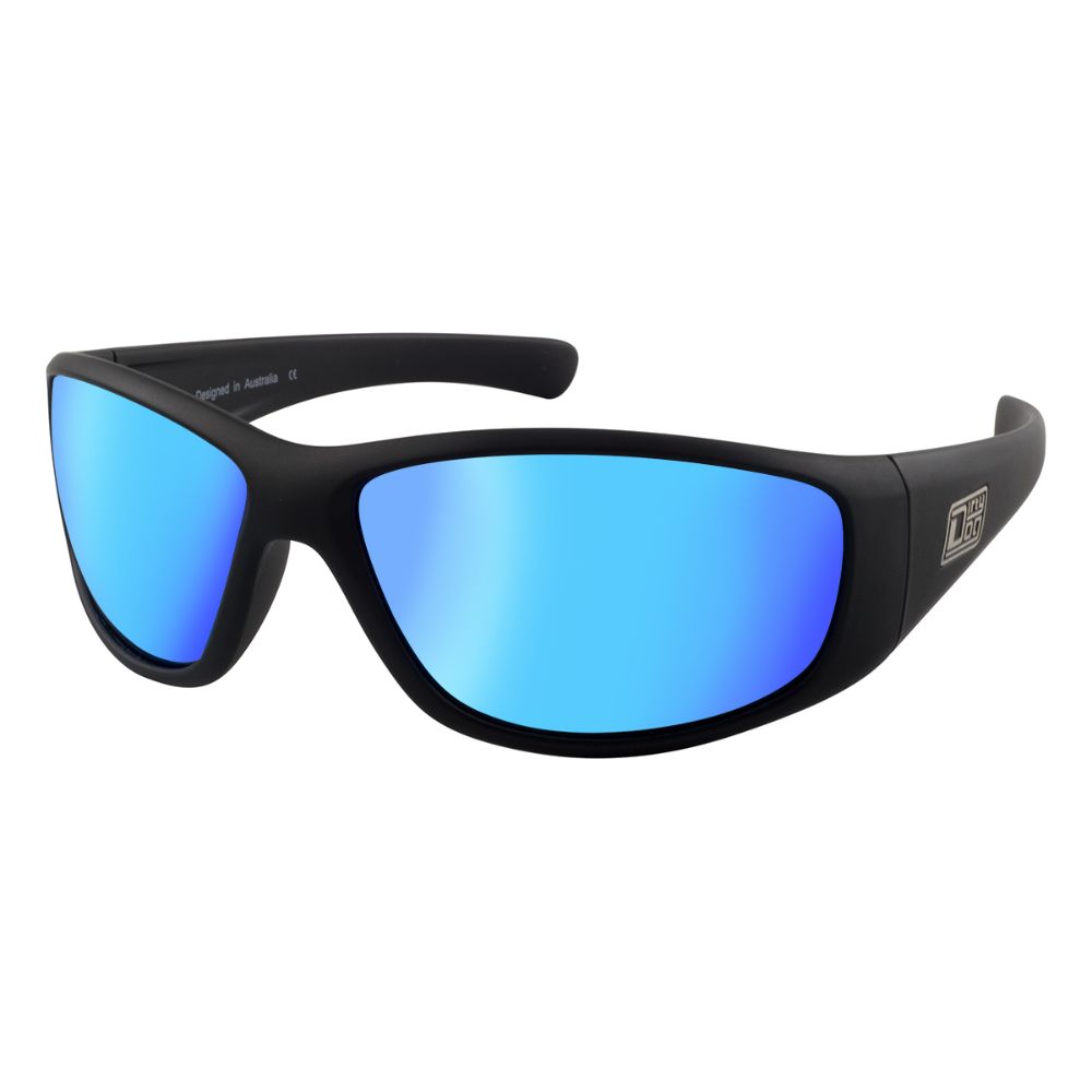 WOLF - Matte Black with Polarized Ice Blue Mirror Lens
