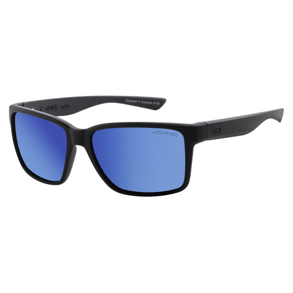 YOLO - Satin Black with Polarized Blue Mirror Lens