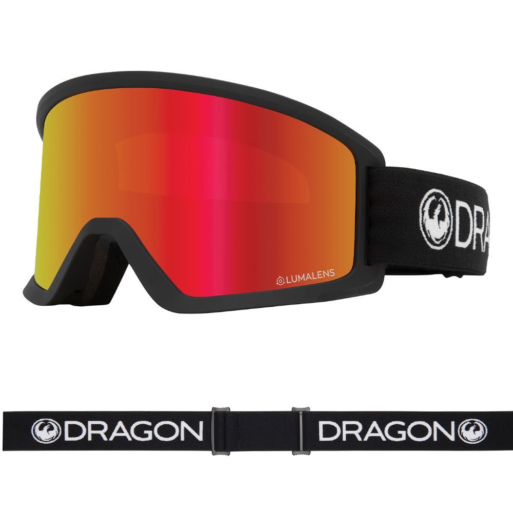 Dragon DX3 OTG Unisex Snow Goggles - Black with Lumalens Red